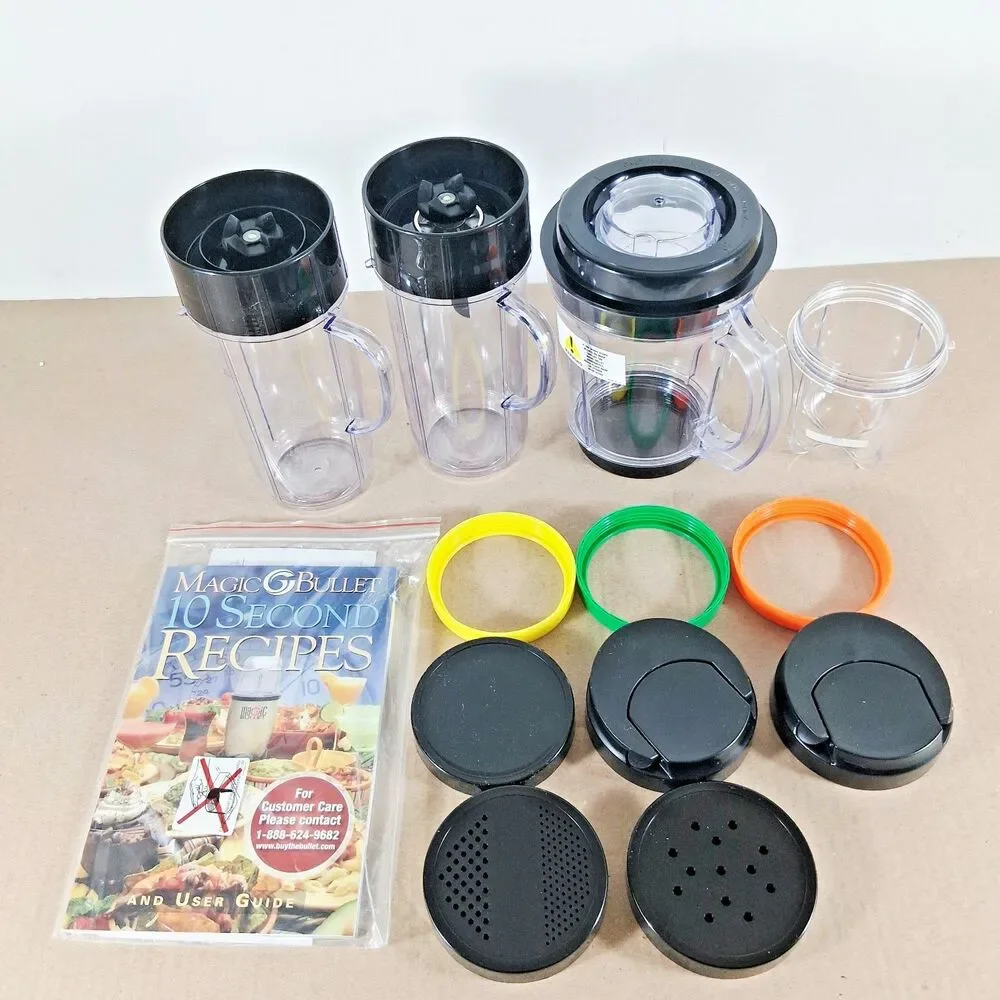 MAGIC BULLET 16pc Mixed Parts Lot! Cups, Lids, Blender Jar, Strainers + More!